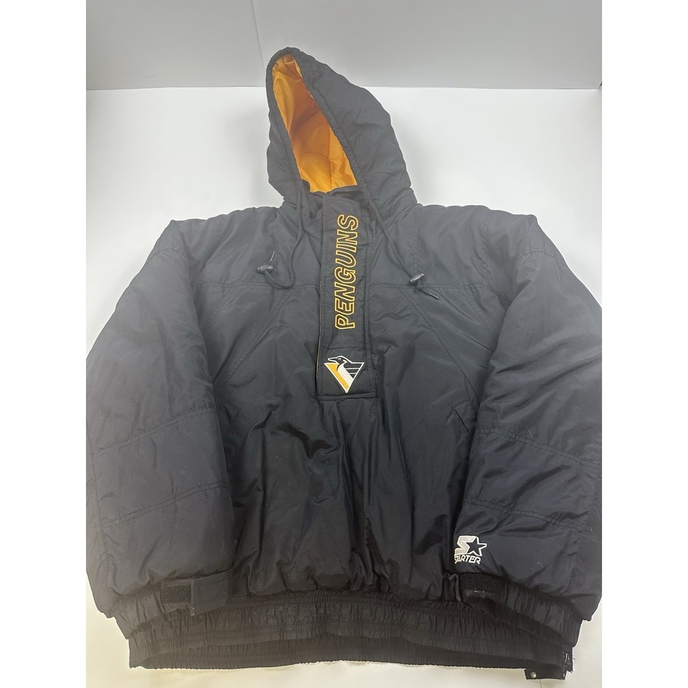 Vintage 90s Pittsburgh Penguins Starter 1/4 Zip Pullover Jacket Large